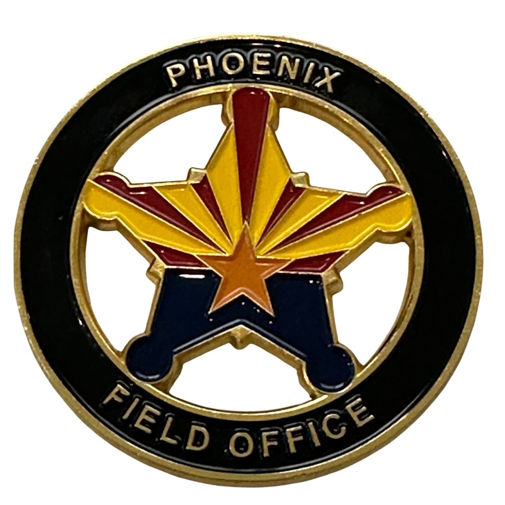 Phoenix Field Office Arizona State Flag Star Challenge Coin Gold Tone Enamel